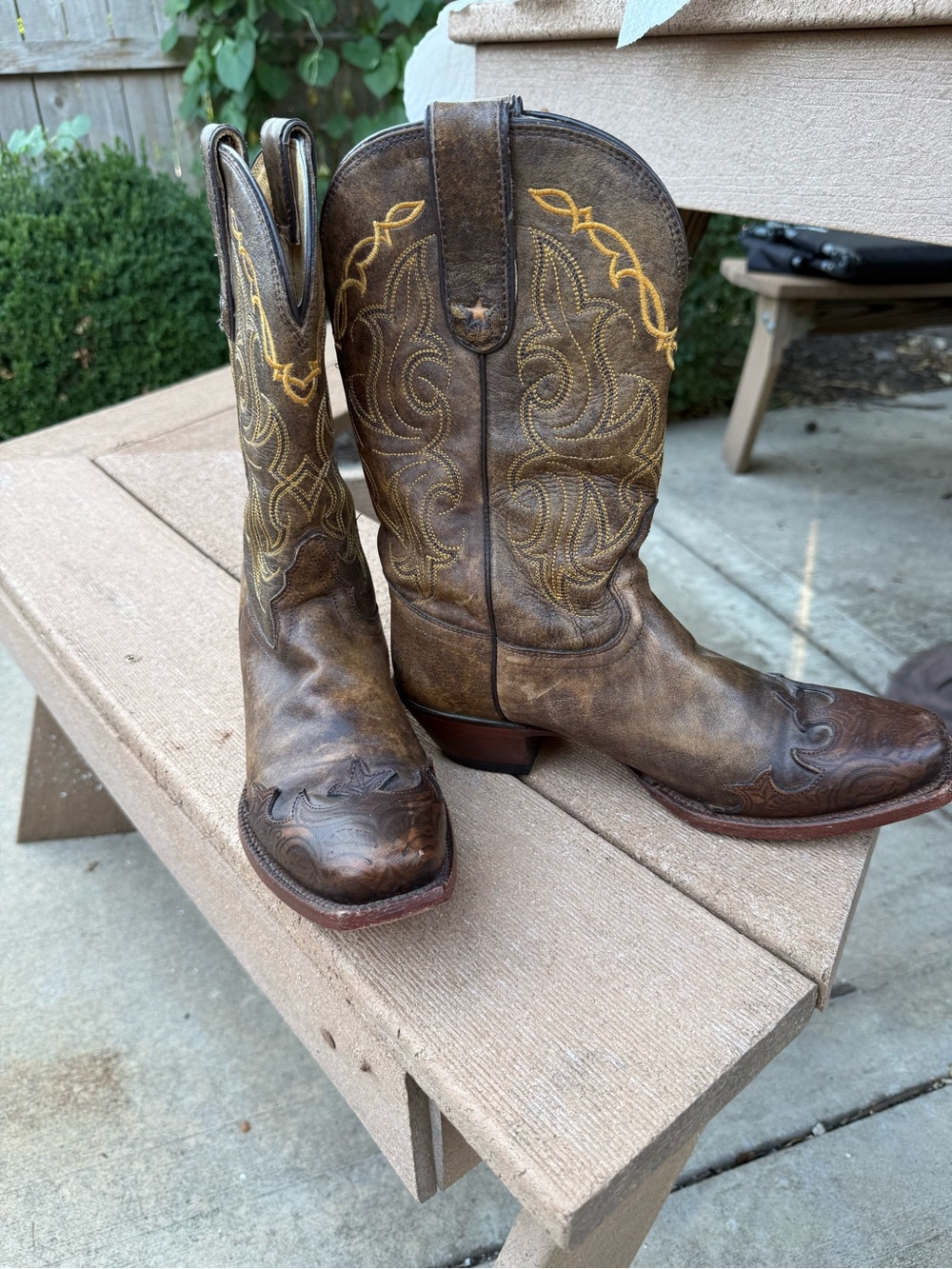 Vintage Tony Lama Boots Womens Size 8 B Tooled Leather Brown Cowgirl